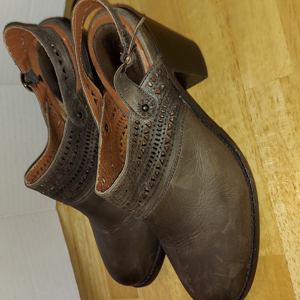 Ariat Brown Chaparral Slingback Leather Block Heel Clogs Mules 8.5B